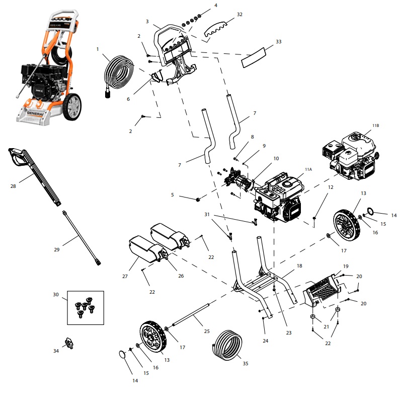 generac 0061490 Power Washer repair Parts